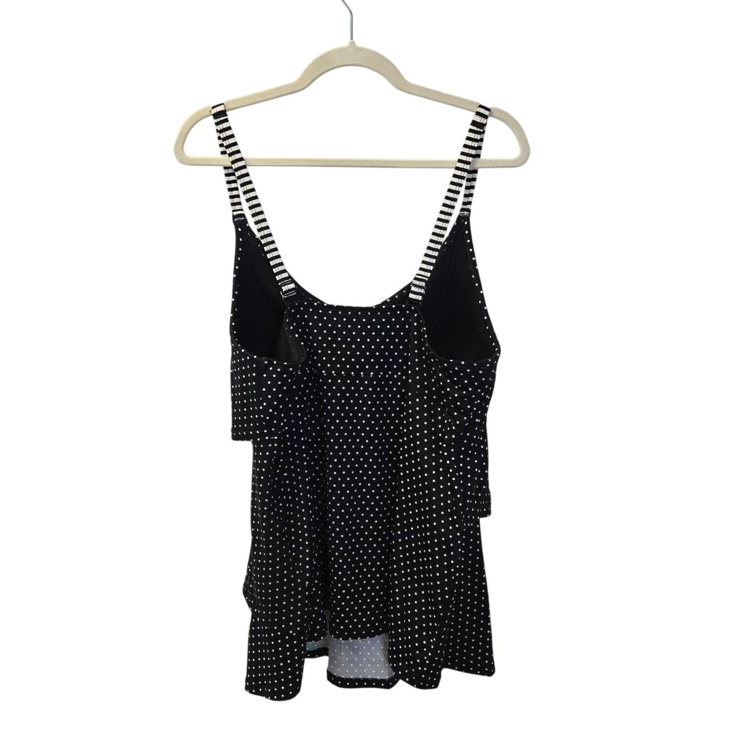 Cacique Swim Polka Dot Lightly Lined No Wire Tiered Swim Tankini Top Size 18