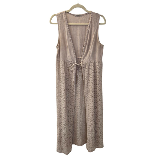 Valentina Naldi Linen Blen Lace Embellished Sleeveless Duster One Size