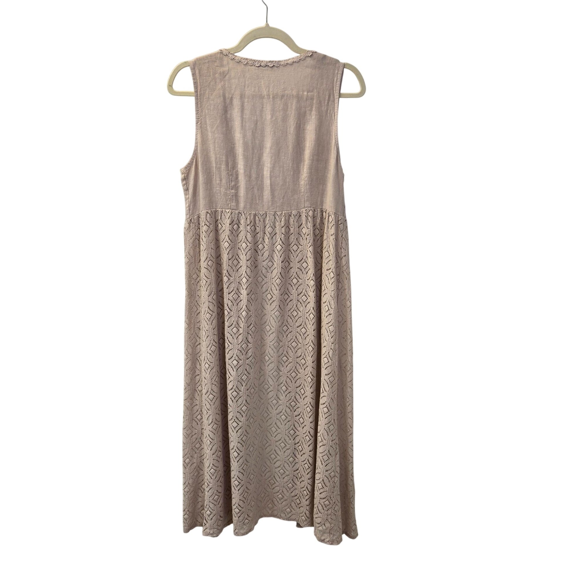 Valentina Naldi Linen Blen Lace Embellished Sleeveless Duster One Size Valentina Naldi Linen Blen Lace Embellished Sleeveless Duster One Size