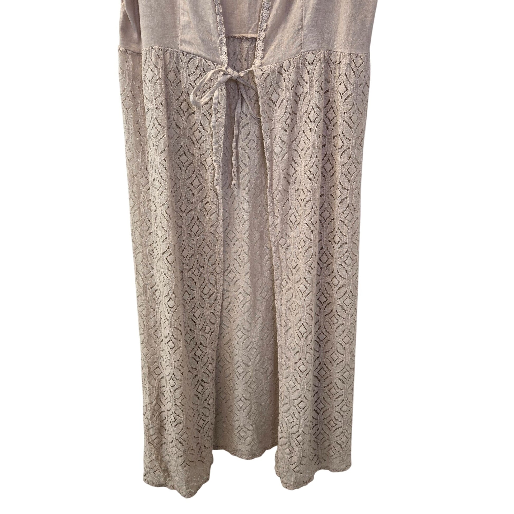 Valentina Naldi Linen Blen Lace Embellished Sleeveless Duster One Size Valentina Naldi Linen Blen Lace Embellished Sleeveless Duster One Size