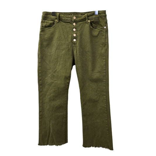 Michael Kors Selma Cropped Flare High Rise Raw Hem Jeans Size 12