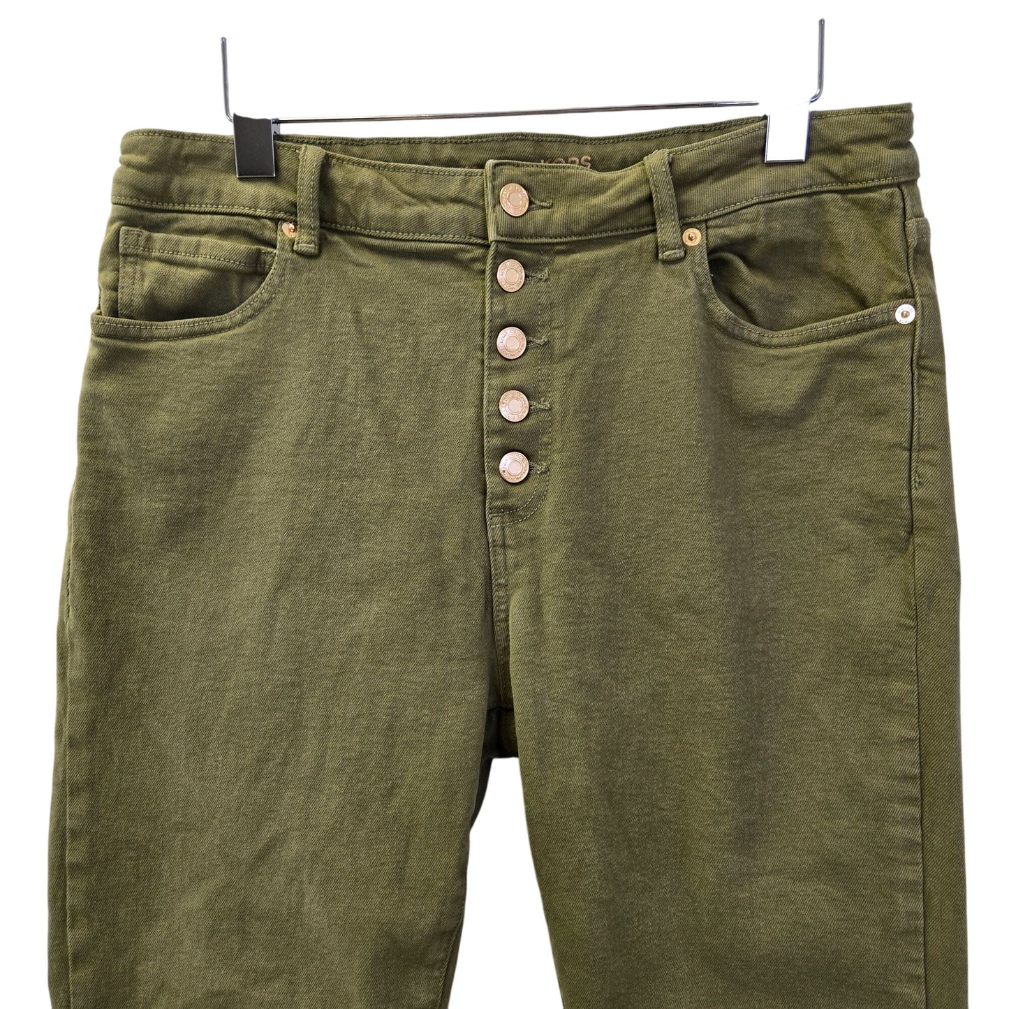 Michael Kors Selma Cropped Flare High Rise Raw Hem Jeans Size 12