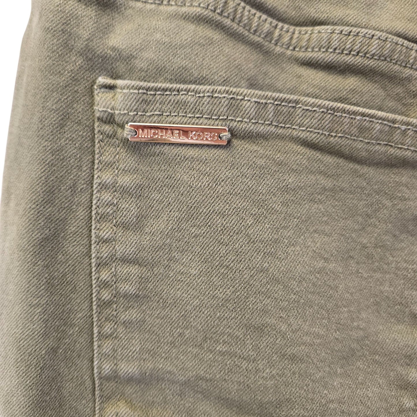 Michael Kors Selma Cropped Flare High Rise Raw Hem Jeans Size 12