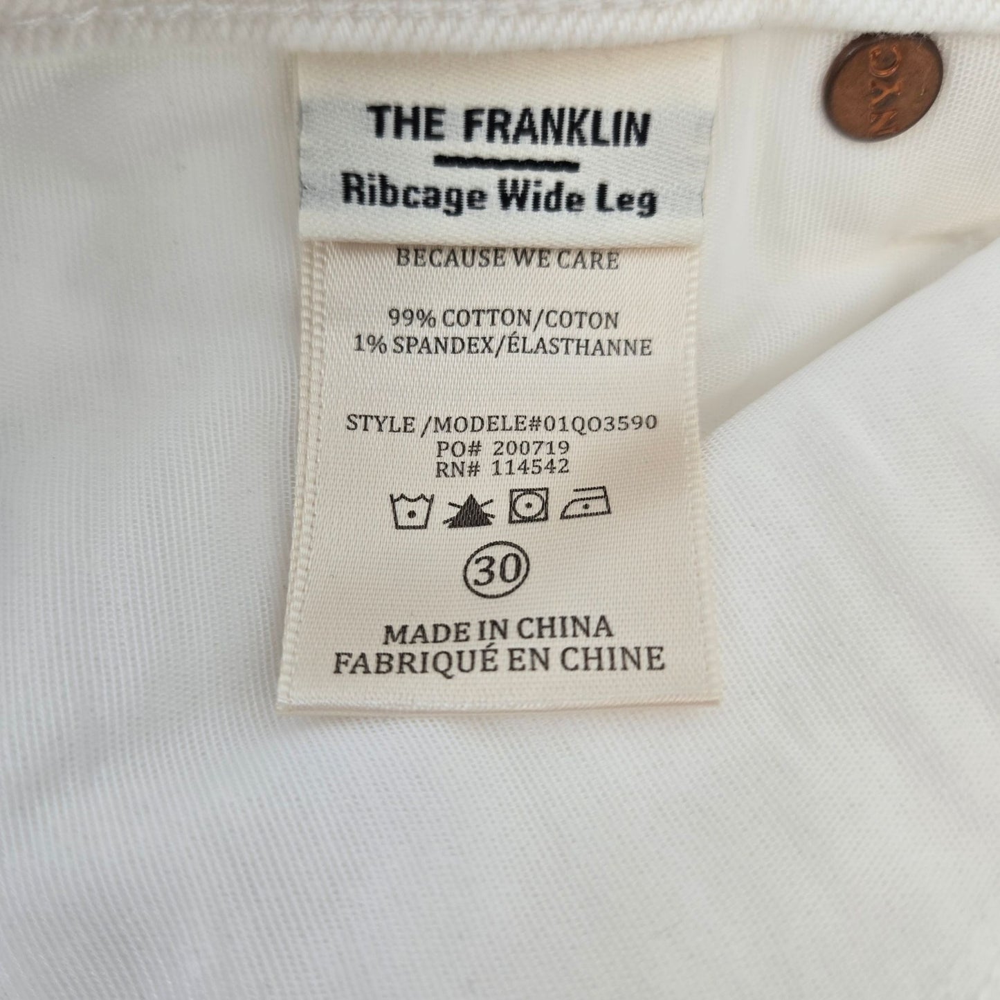 Blank NYC The Franklin Ribcage Wide Leg Jeans Size 30
