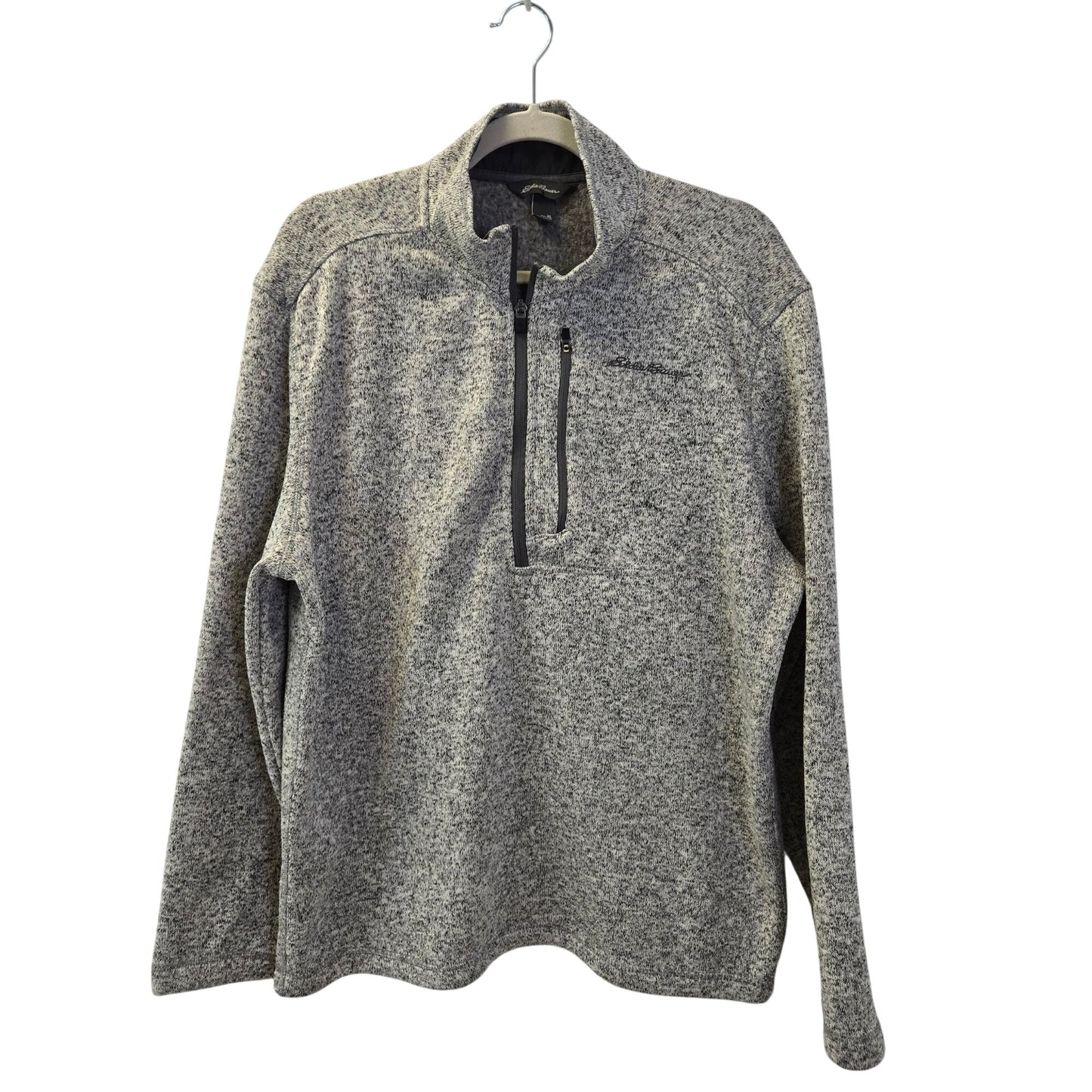 Eddie Bauer Gray Heathered Half Zip Fleece Pullover Sweatshirt Size XL