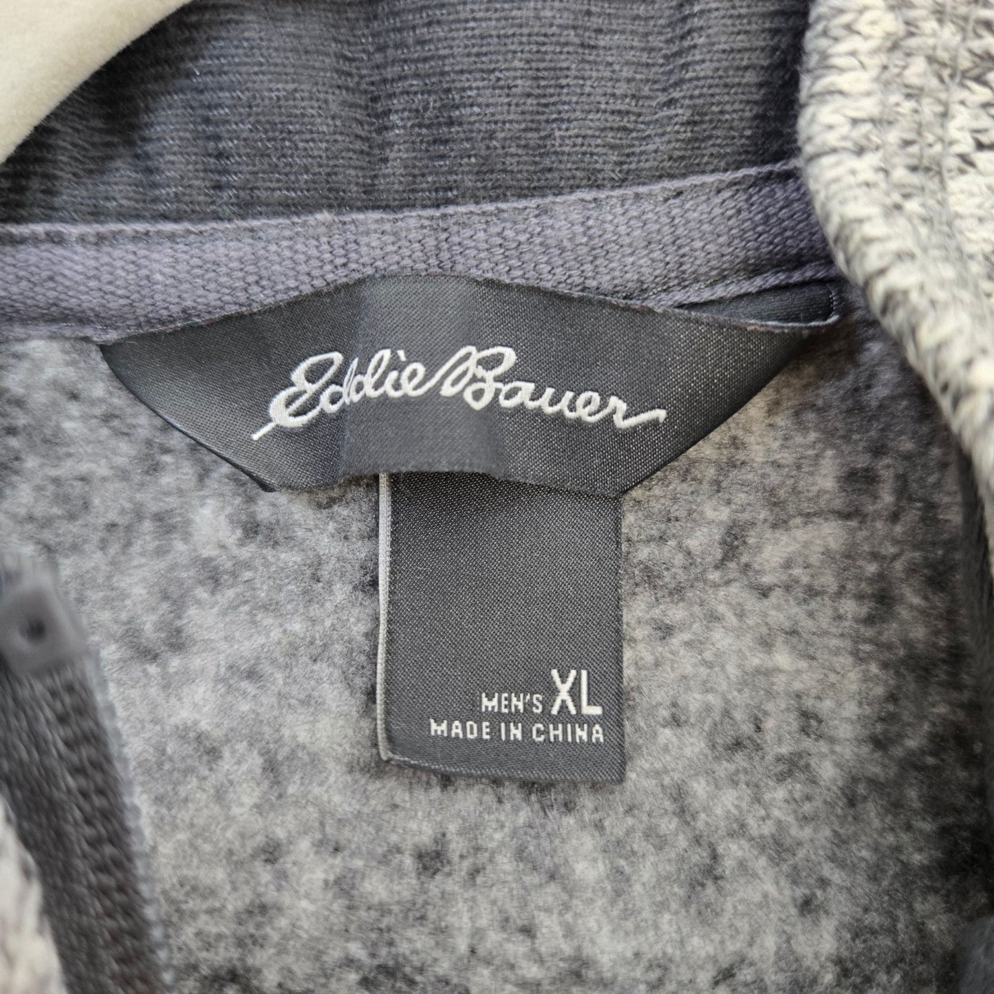 Eddie Bauer Gray Heathered Half Zip Fleece Pullover Sweatshirt Size XL