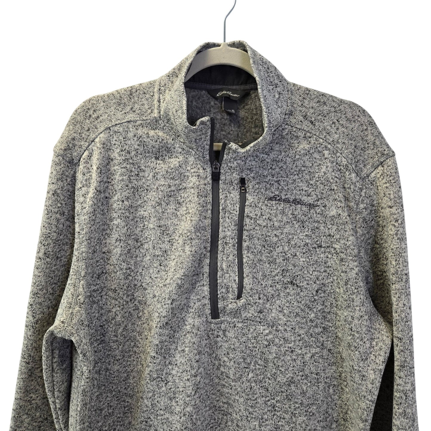Eddie Bauer Gray Heathered Half Zip Fleece Pullover Sweatshirt Size XL