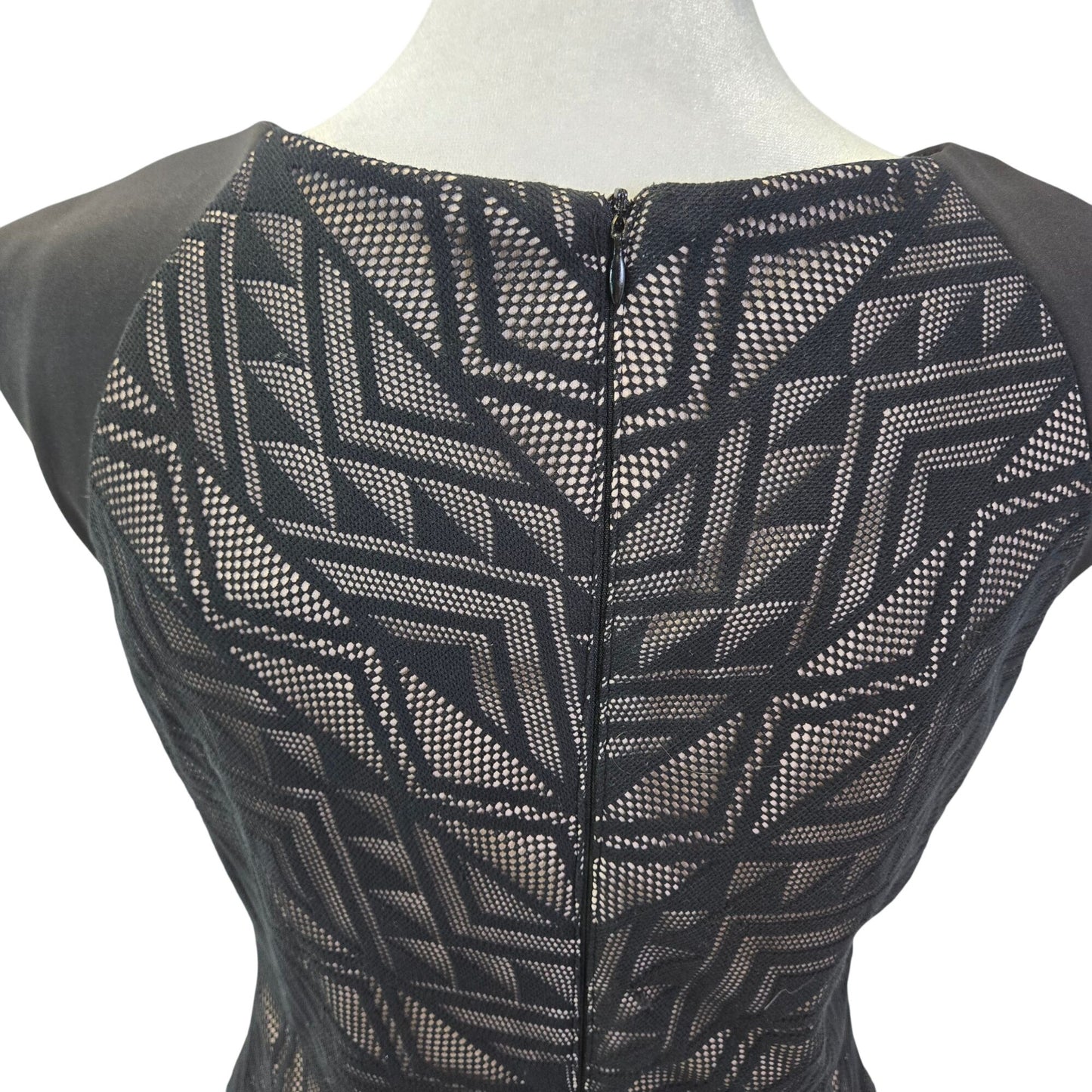 London Times Graphic Lace Bodice Overlay Shift Dress Size 8