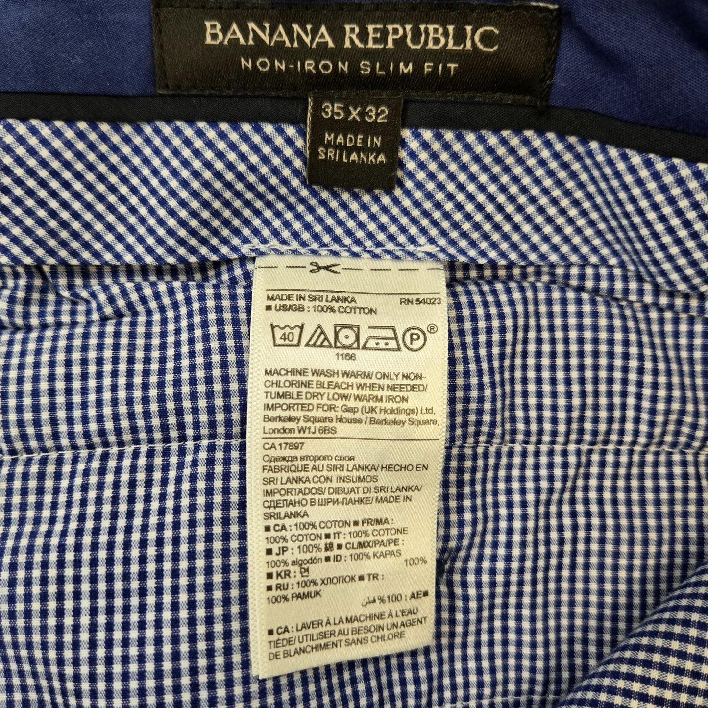 Banana Republic Non-iron Slim Fit Checked Dress Pants Size 35x32