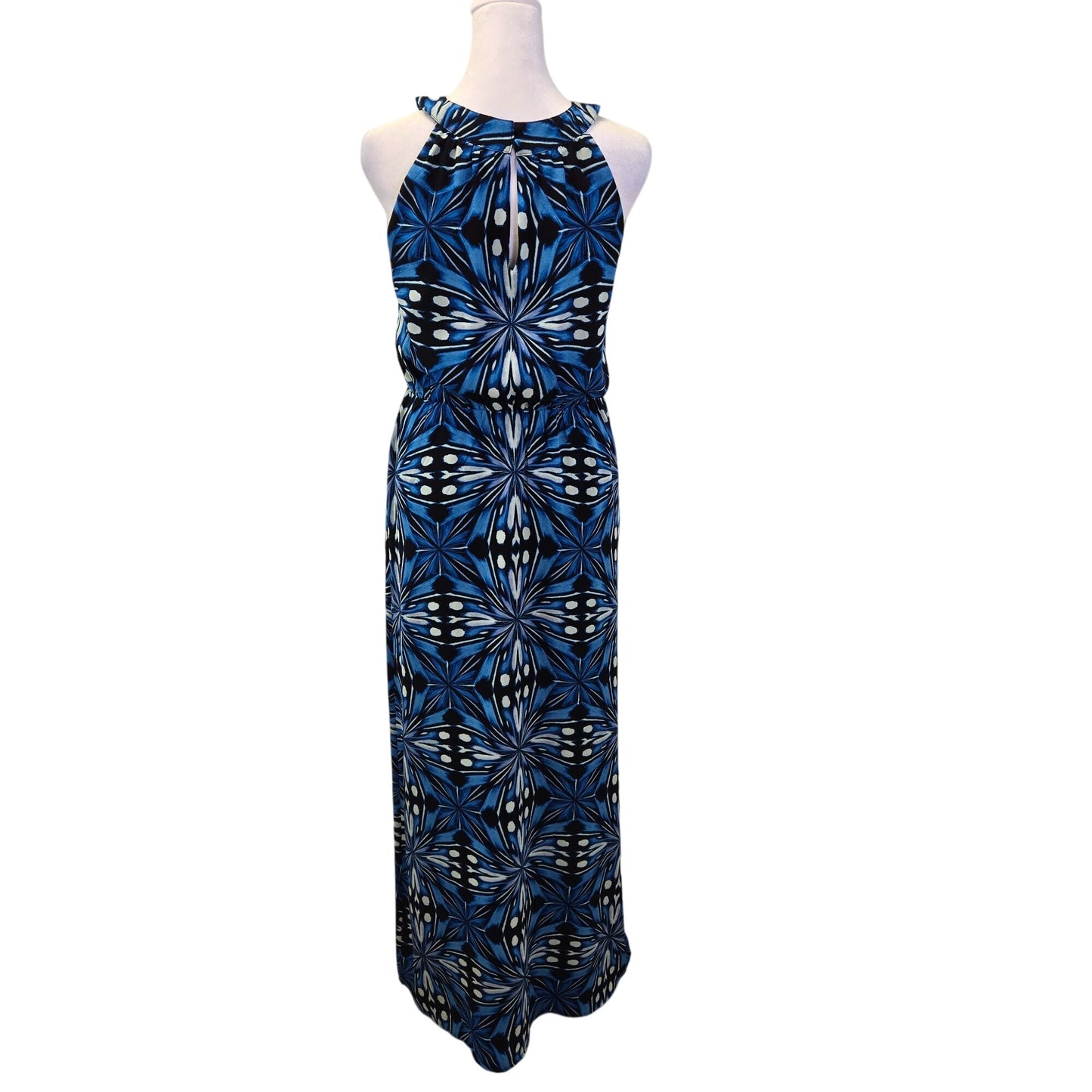 NWT Outback Red Sunburst Print Halter Style Maxi Dress Size Small