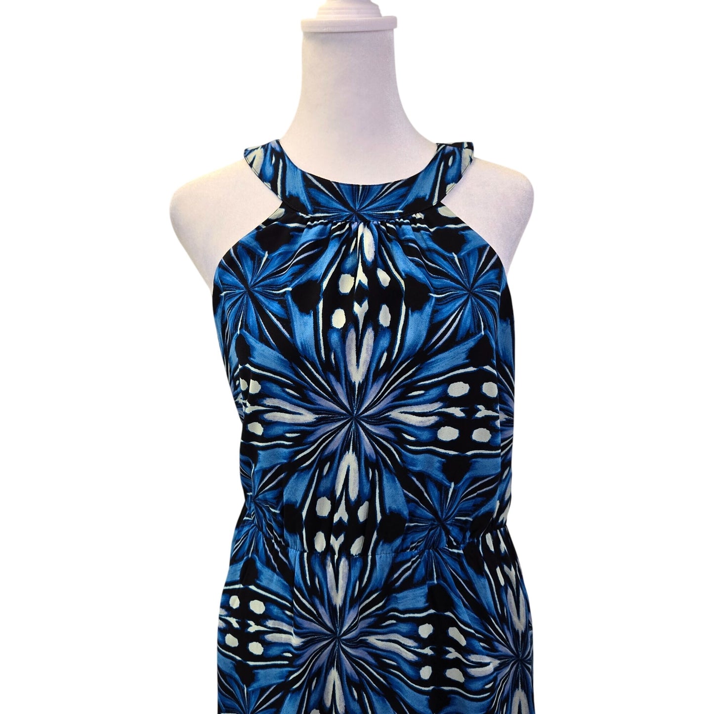 NWT Outback Red Sunburst Print Halter Style Maxi Dress Size Small