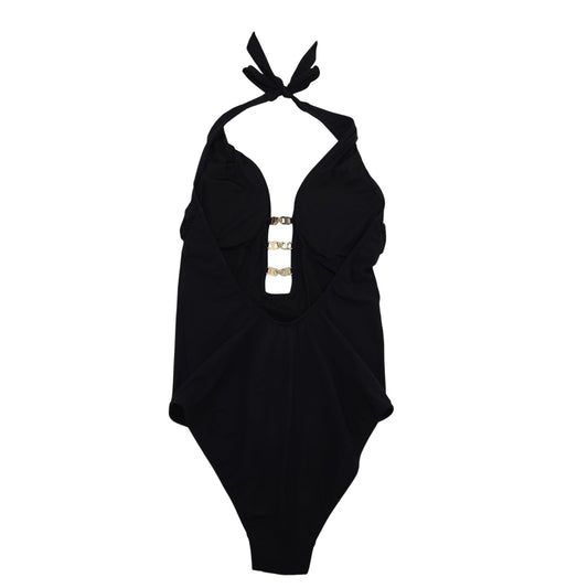 Tory Burch Black Gemini Link Plunge One-Piece Swimsuit Size Medium
