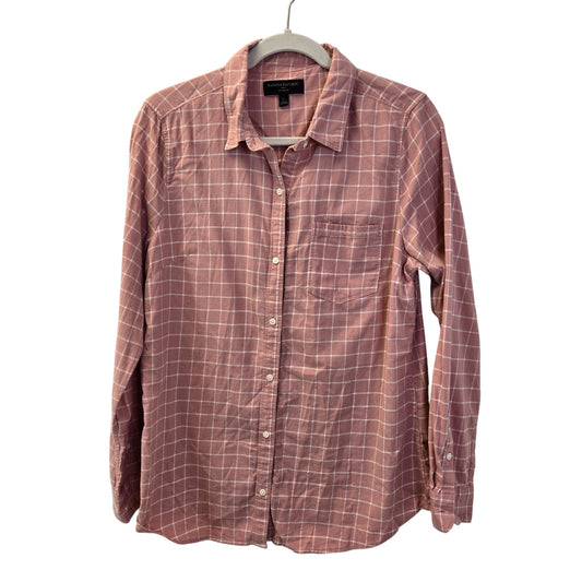 Banana Republic Factory Windowpane Plaid Button Down Shirt Size Large