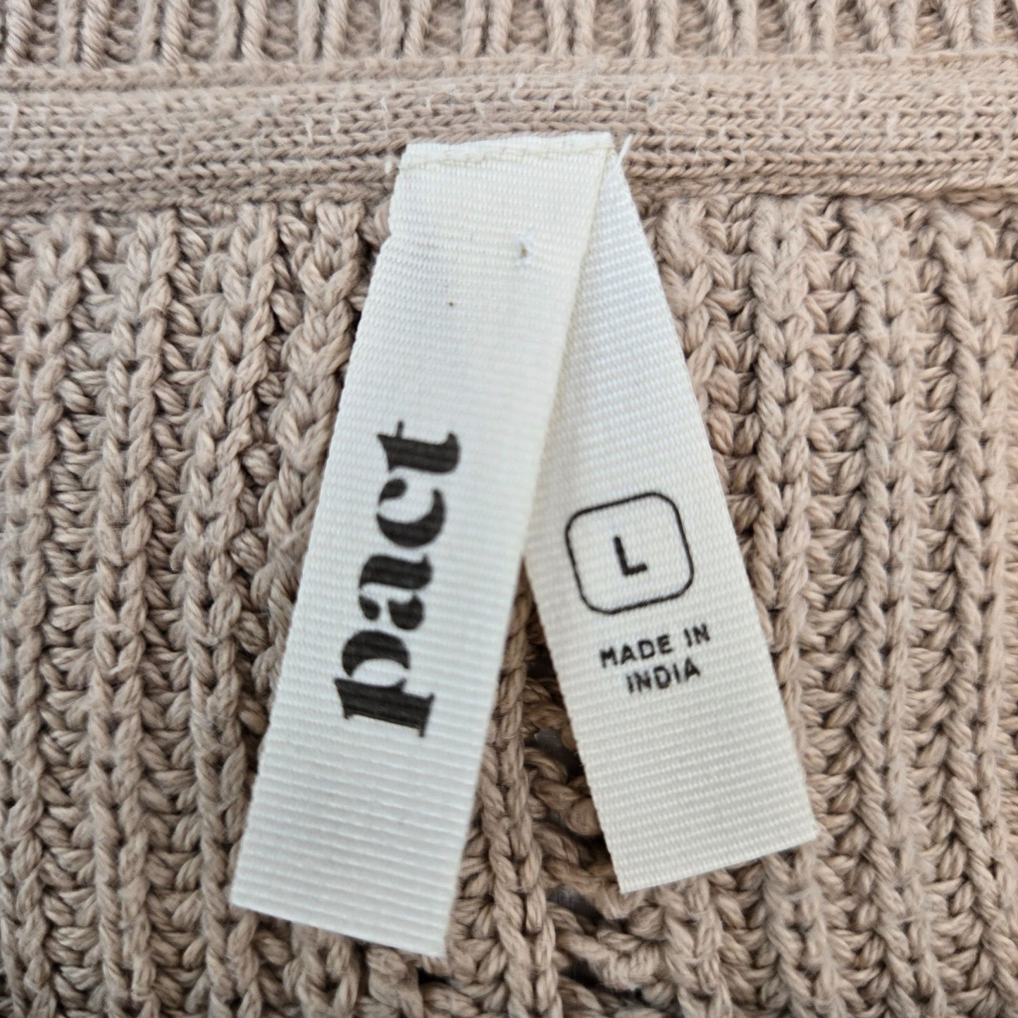 Pact Organic Cotton Ribbed Fisherman Sweater Size Large