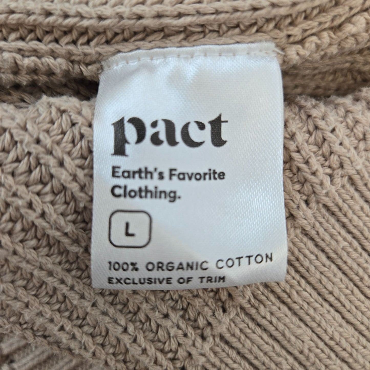 Pact Organic Cotton Ribbed Fisherman Sweater Size Large