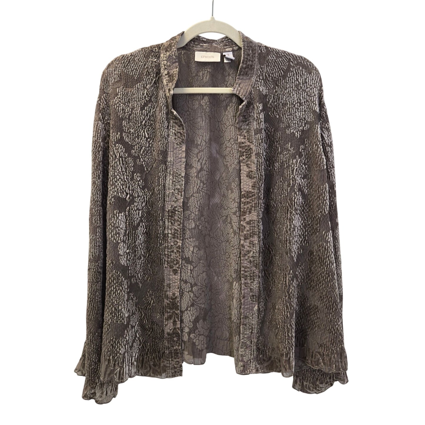 Chico's Floral Velvet Accent Open Jacket Size Chico's 3/XL