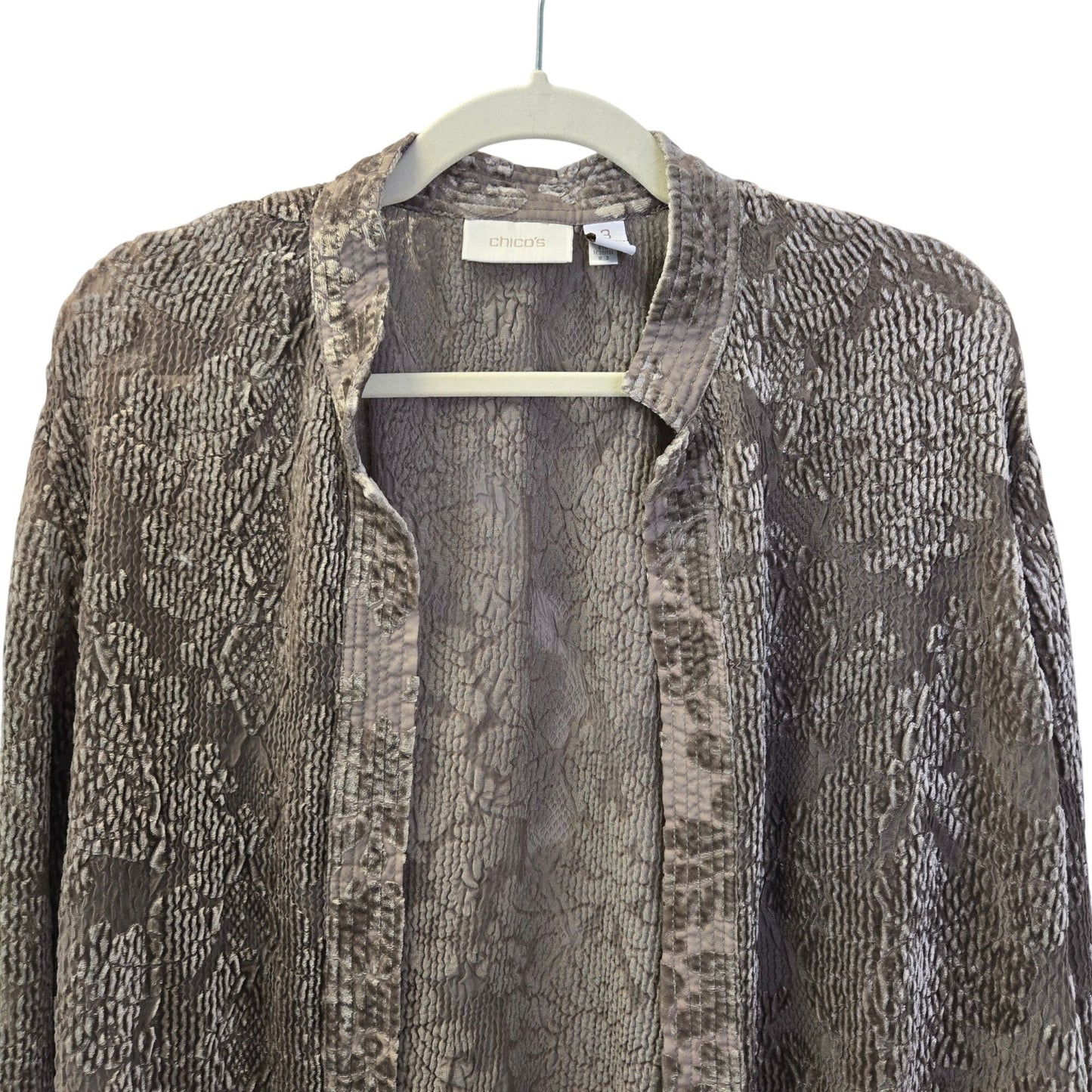 Chico's Floral Velvet Accent Open Jacket Size Chico's 3/XL