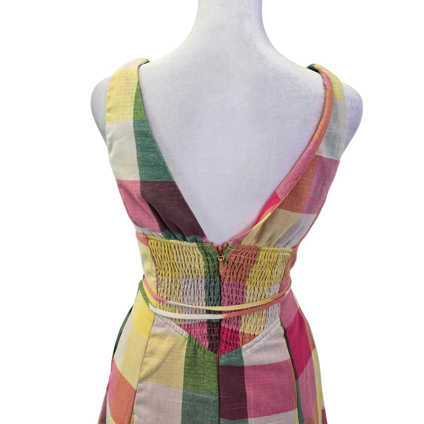 NWOT Just Me by Lulus Jonna Multi-Color Gingham Print Maxi Dress Size XS