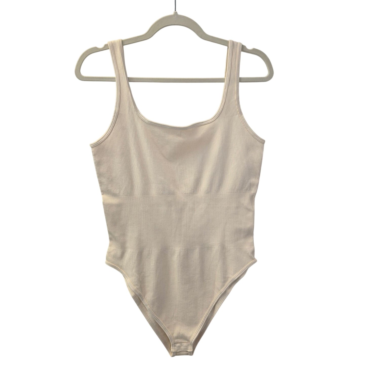 OQQ Ribbed Cream Color Bodysuit Size XXL