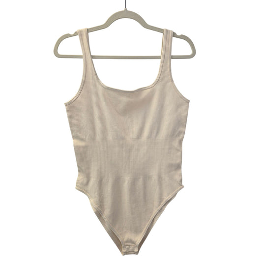 OQQ Ribbed Cream Color Bodysuit Size XXL