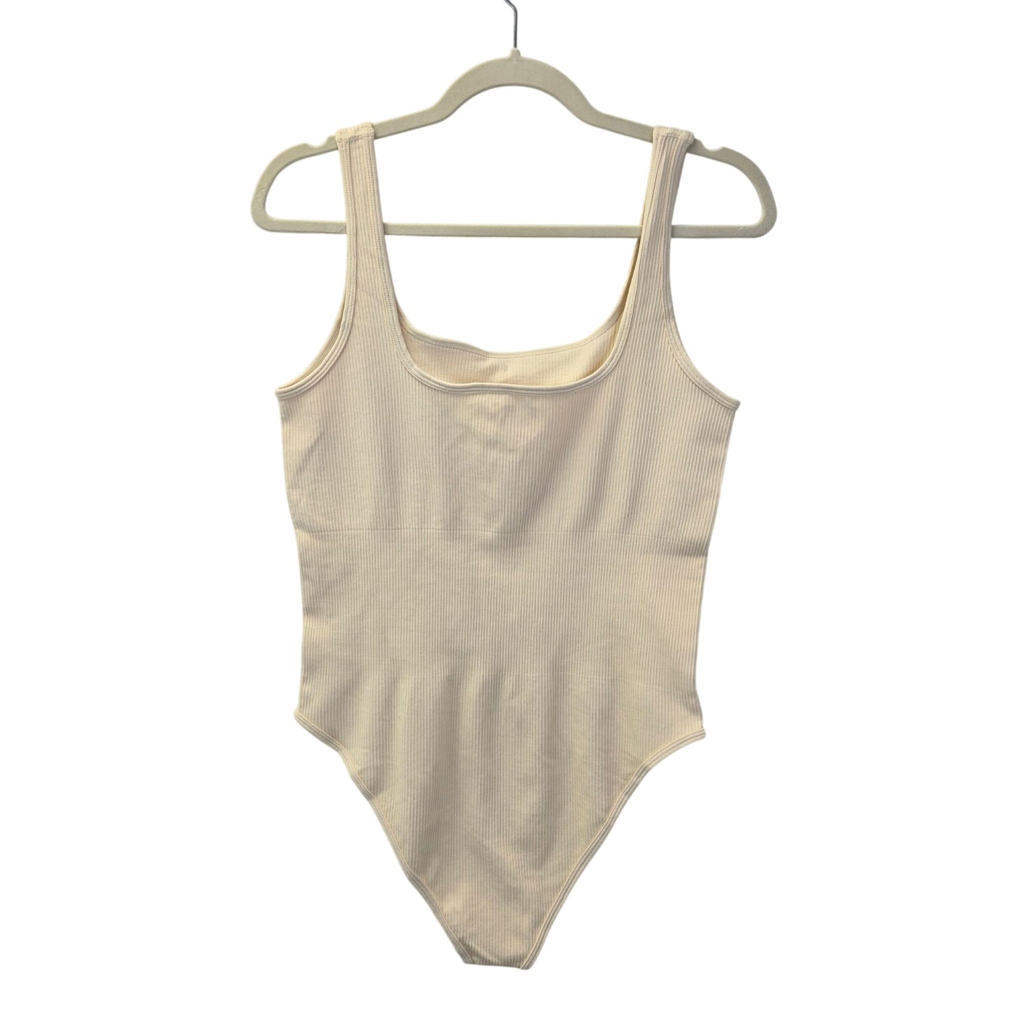 OQQ Ribbed Cream Color Bodysuit Size XXL