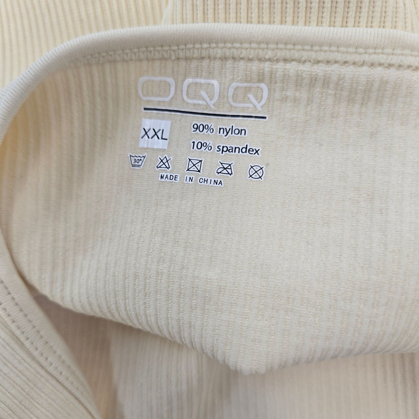 OQQ Ribbed Cream Color Bodysuit Size XXL