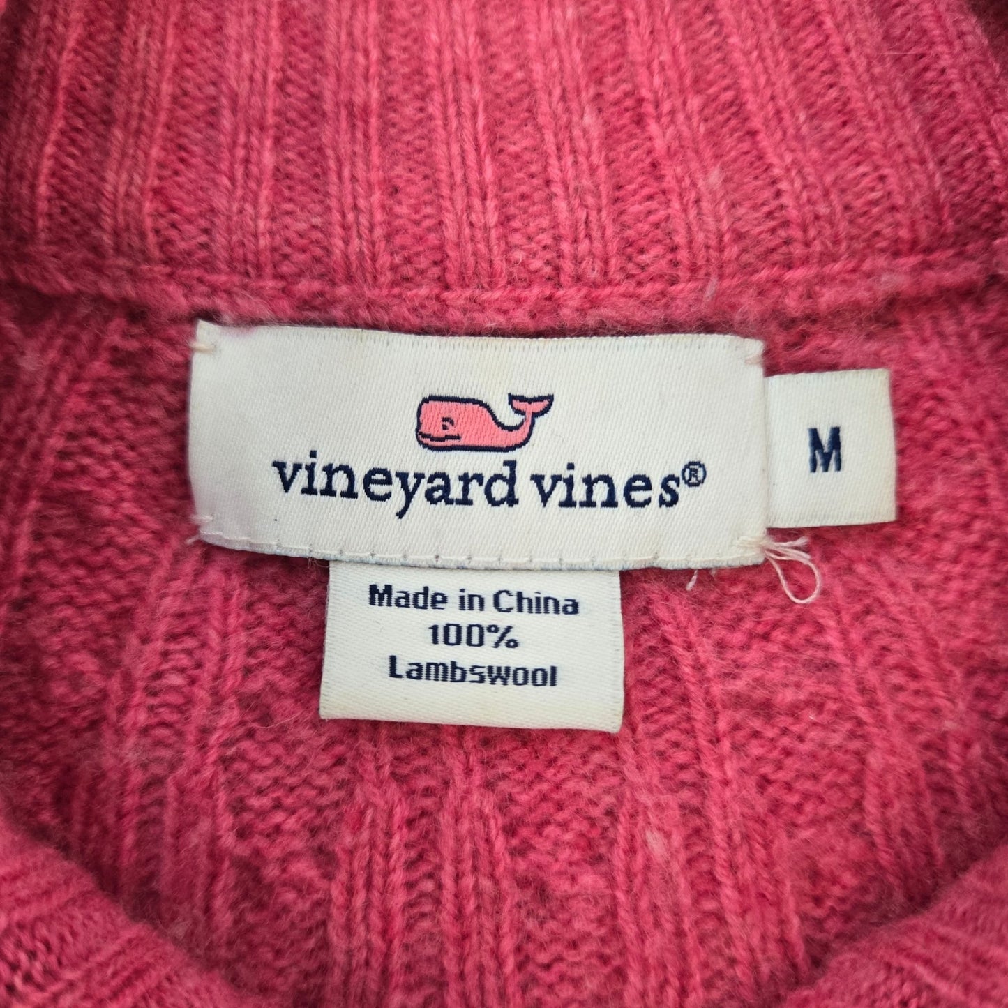 Vineyard Vines 100% Lambswool Cable Knit Quarter Zip Sweater Size Medium