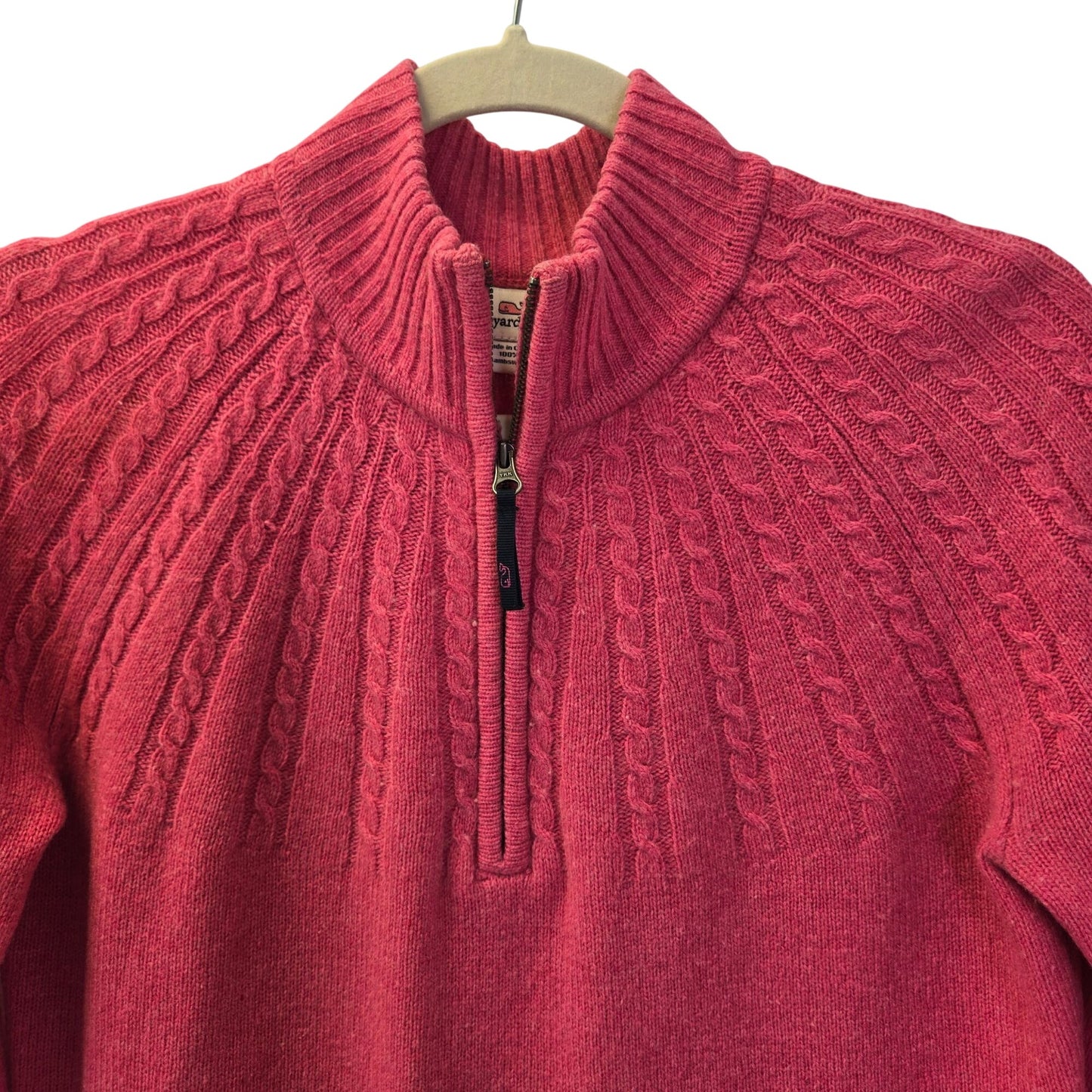 Vineyard Vines 100% Lambswool Cable Knit Quarter Zip Sweater Size Medium