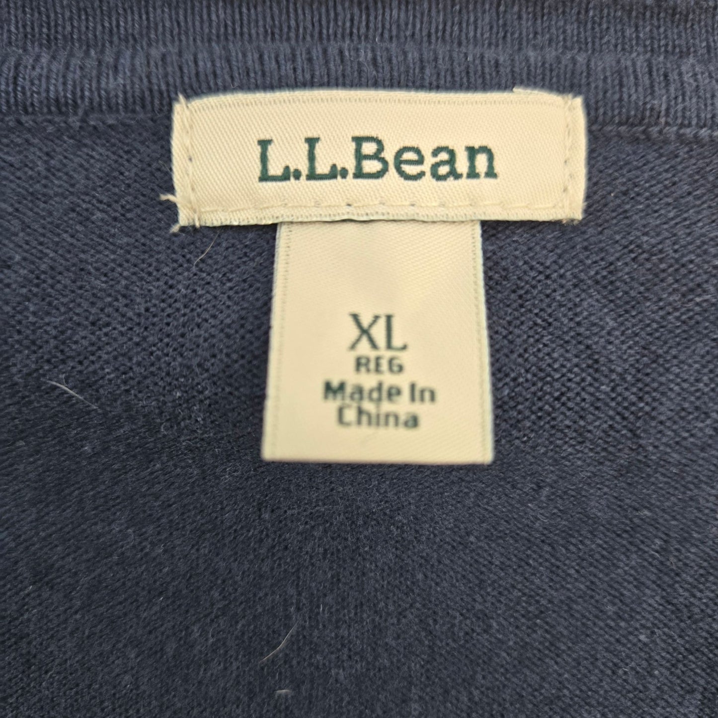L.L. Bean Supina Cotton Blend Navy Blue Cardigan Sweater Size XL
