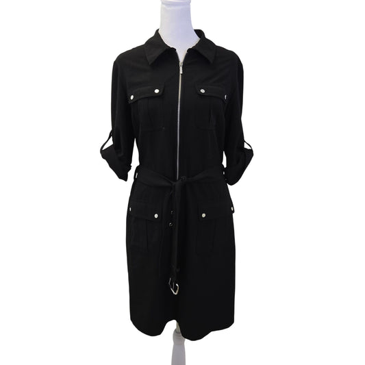 Michael Michael Kors Front Zip Belted Utility Dress Size Large