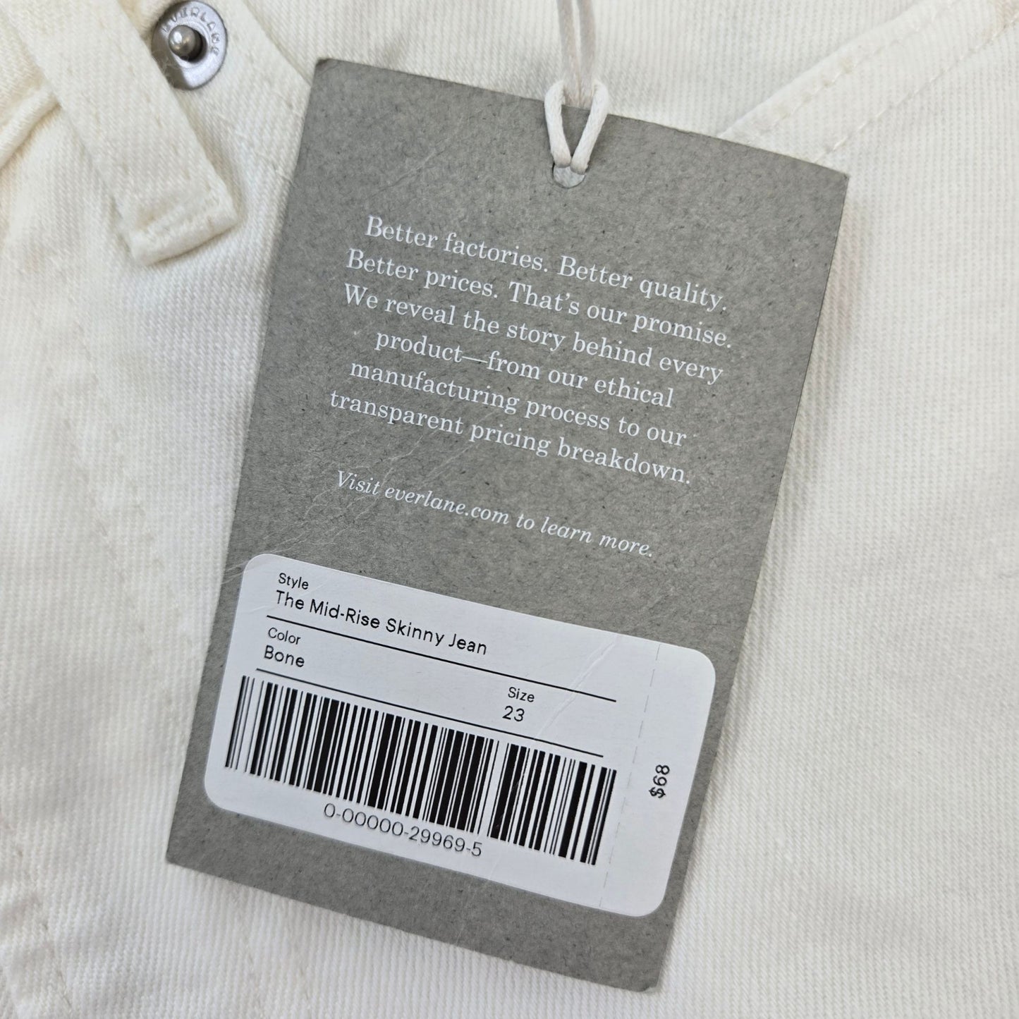 Everlane The Mide-Rise Skinny Jeans in Bone Size 23 Tall