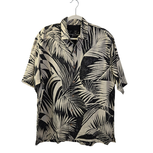 Tommy Bahama 100% Linen Palm Print Short Sleeve Button Down Shirt Size Large