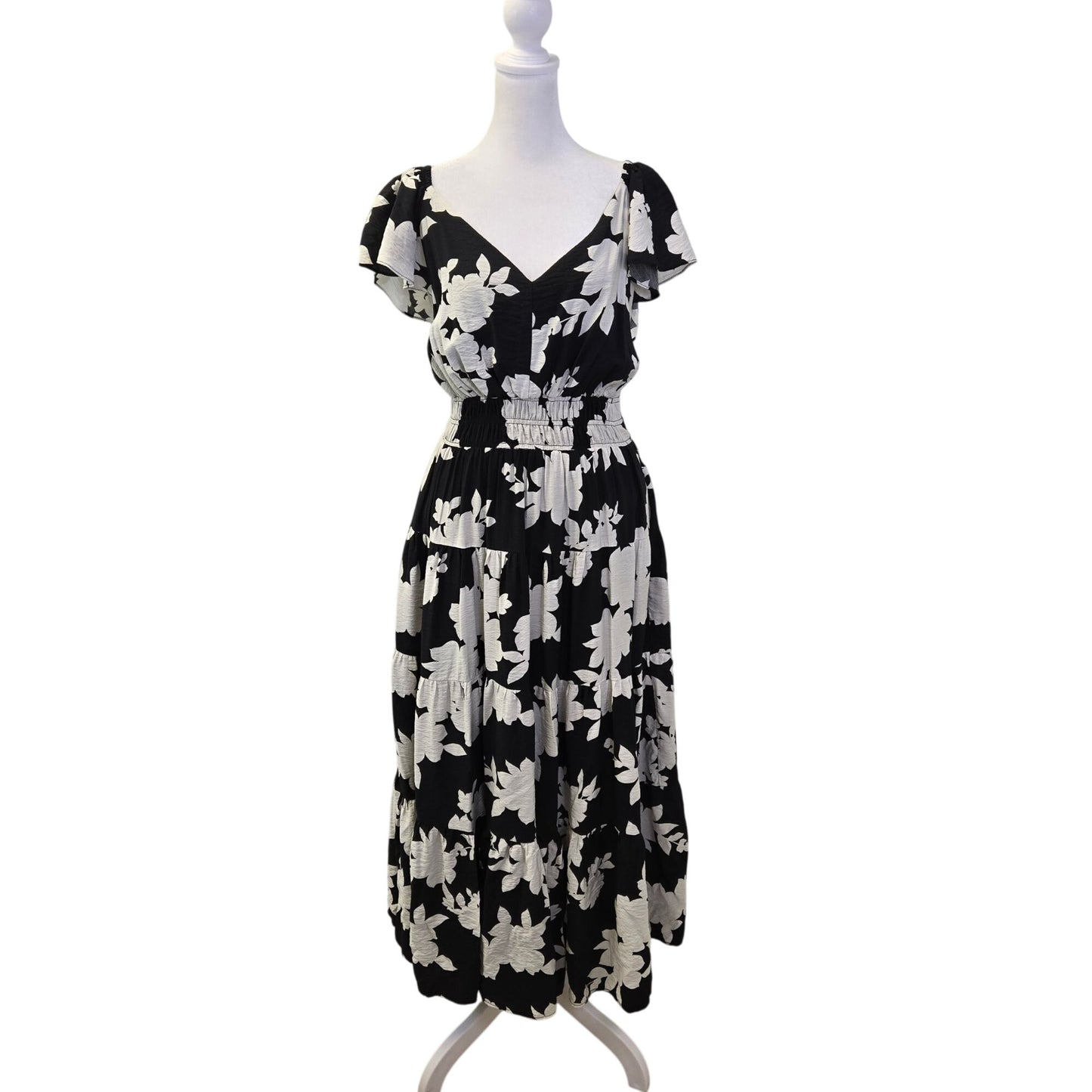 Rachel Zoe Rayon Blend Floral Tiered Hem Boho Maxi Dress Size Medium