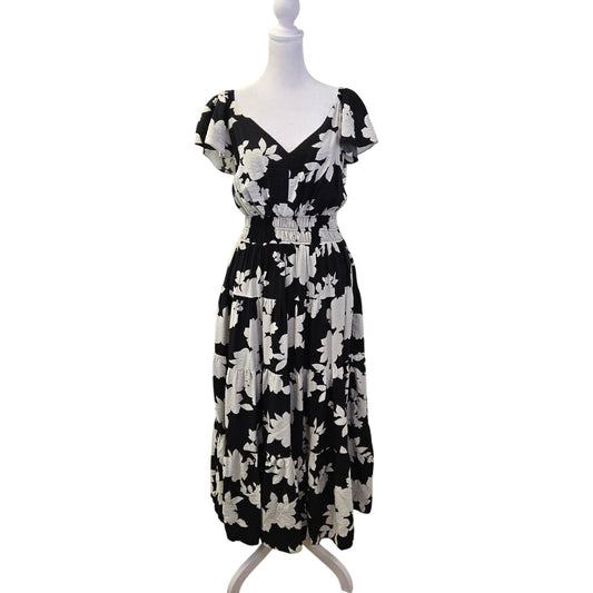Rachel Zoe Rayon Blend Floral Tiered Hem Boho Maxi Dress Size Medium