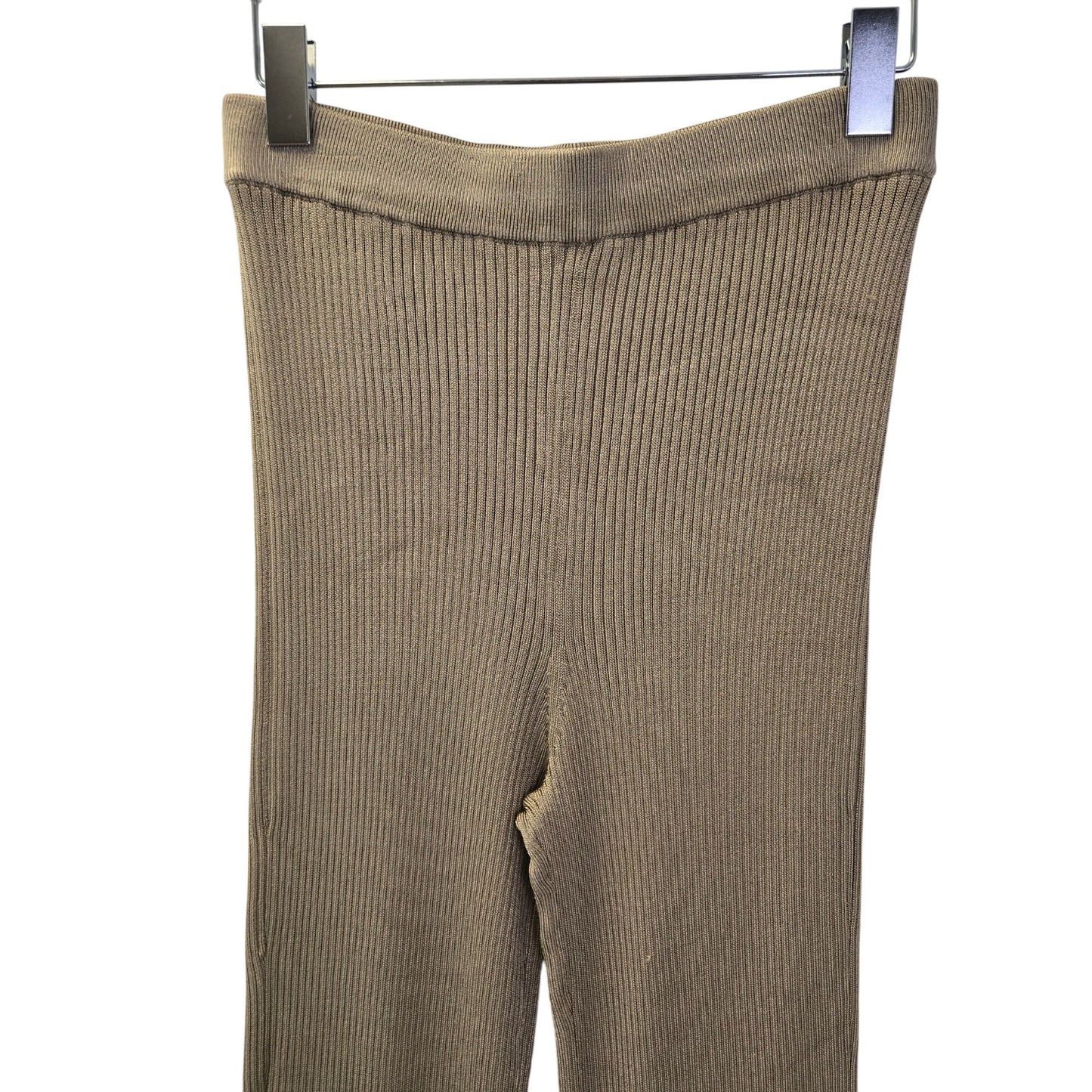 NWT Michael Costello x Revolve Alessa Gold Metallic Knit Split Hem Pants Size Medium
