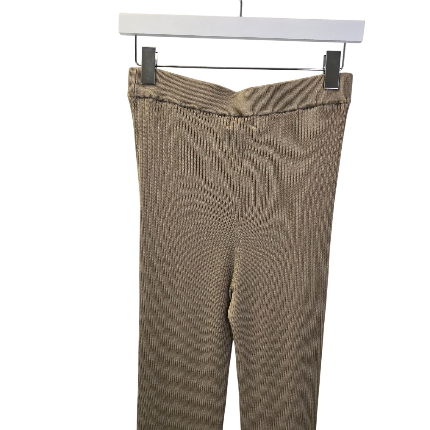 NWT Michael Costello x Revolve Alessa Gold Metallic Knit Split Hem Pants Size Medium