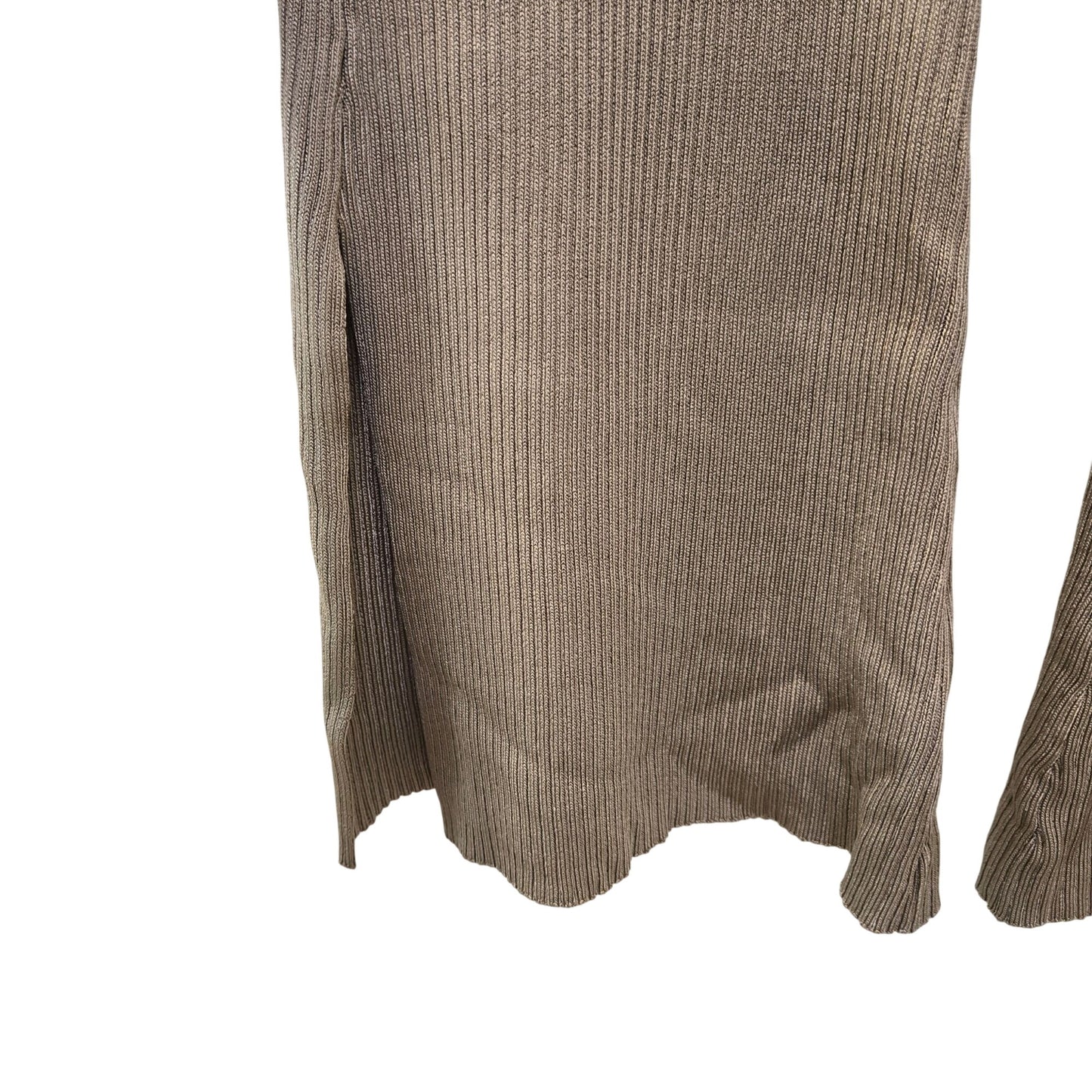 NWT Michael Costello x Revolve Alessa Gold Metallic Knit Split Hem Pants Size Medium
