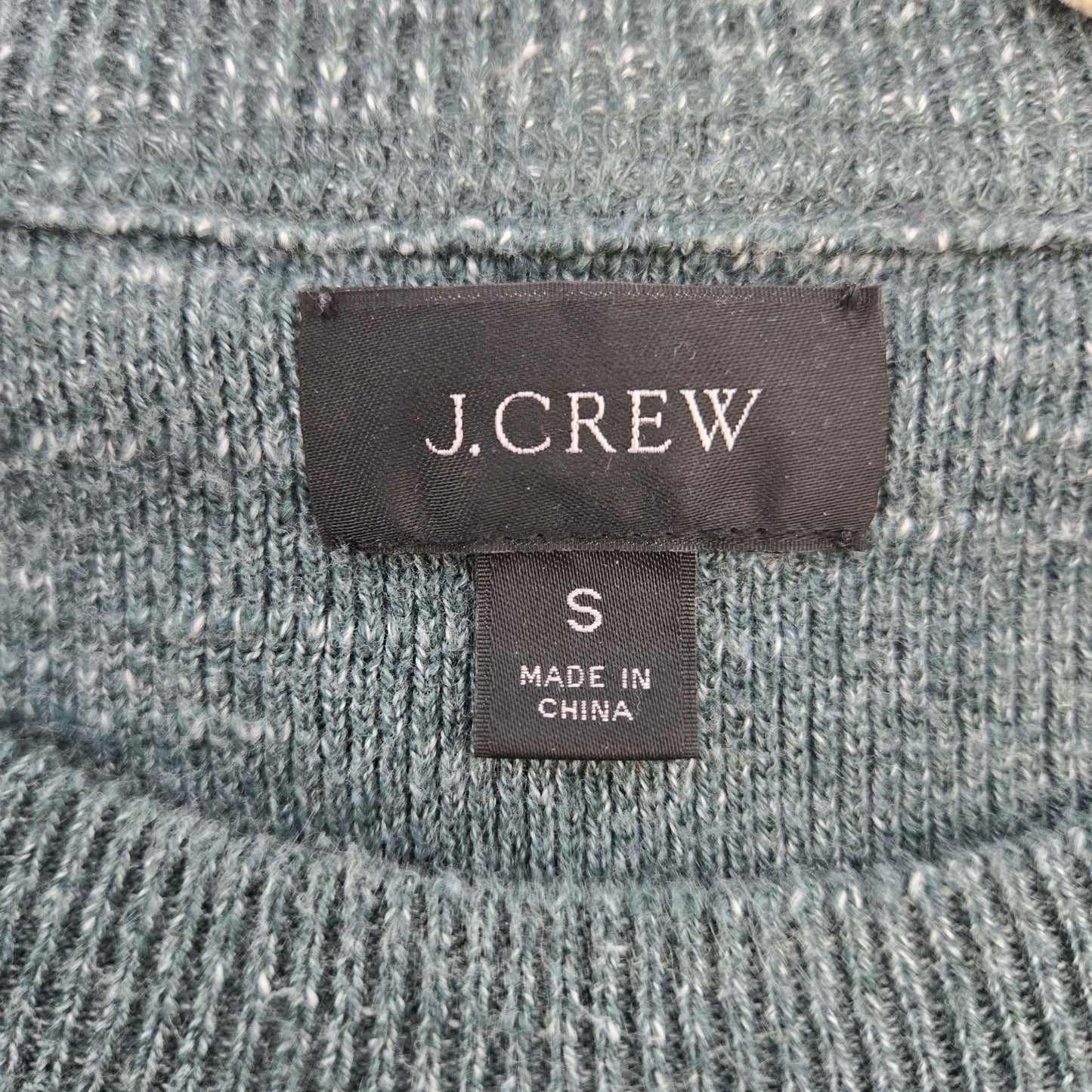 J. Crew 100% Cotton Heathered Green Crewneck Sweater Size Small