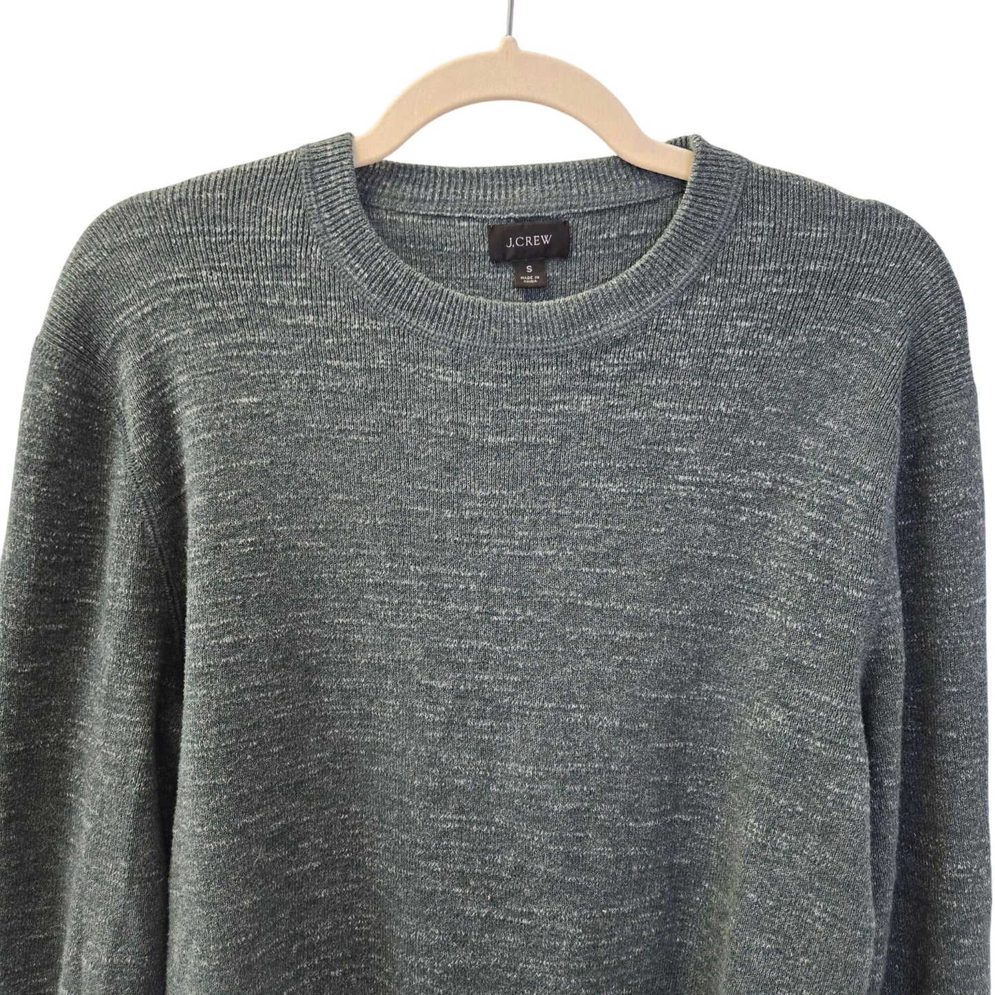 J. Crew 100% Cotton Heathered Green Crewneck Sweater Size Small