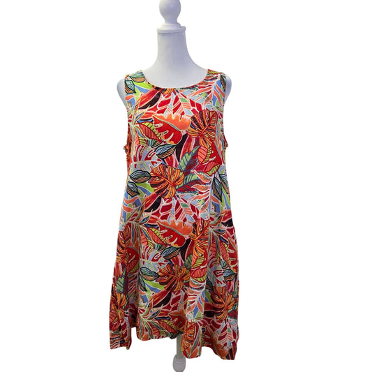 C&C California 100% Linen Tropical Print Mini Shift Dress Size Medium