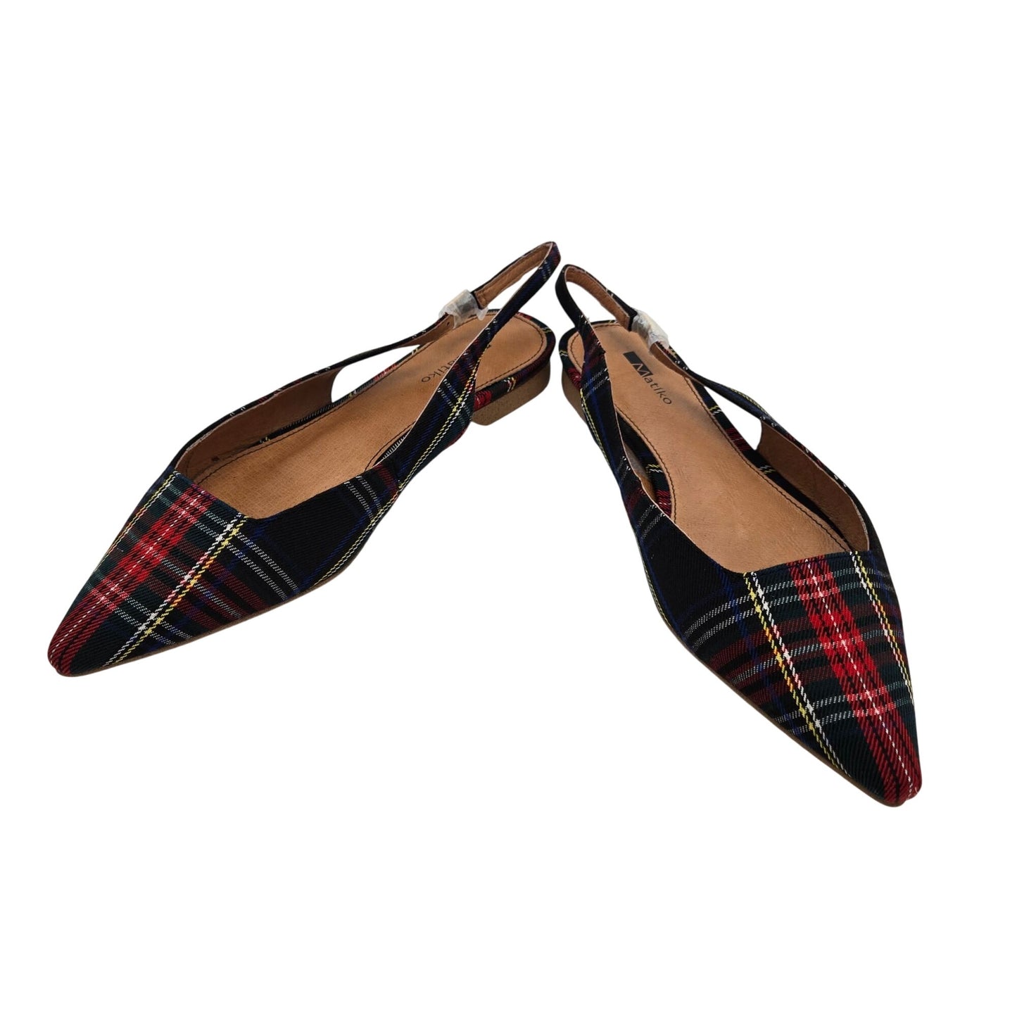 NWT/NIB Matiko Lori Pointy Toe Flats in Green Tartan Size 38/US 7.5
