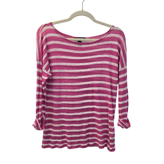 Lauren Ralph Lauren 100% Linen Striped Crewneck Top Size Medium