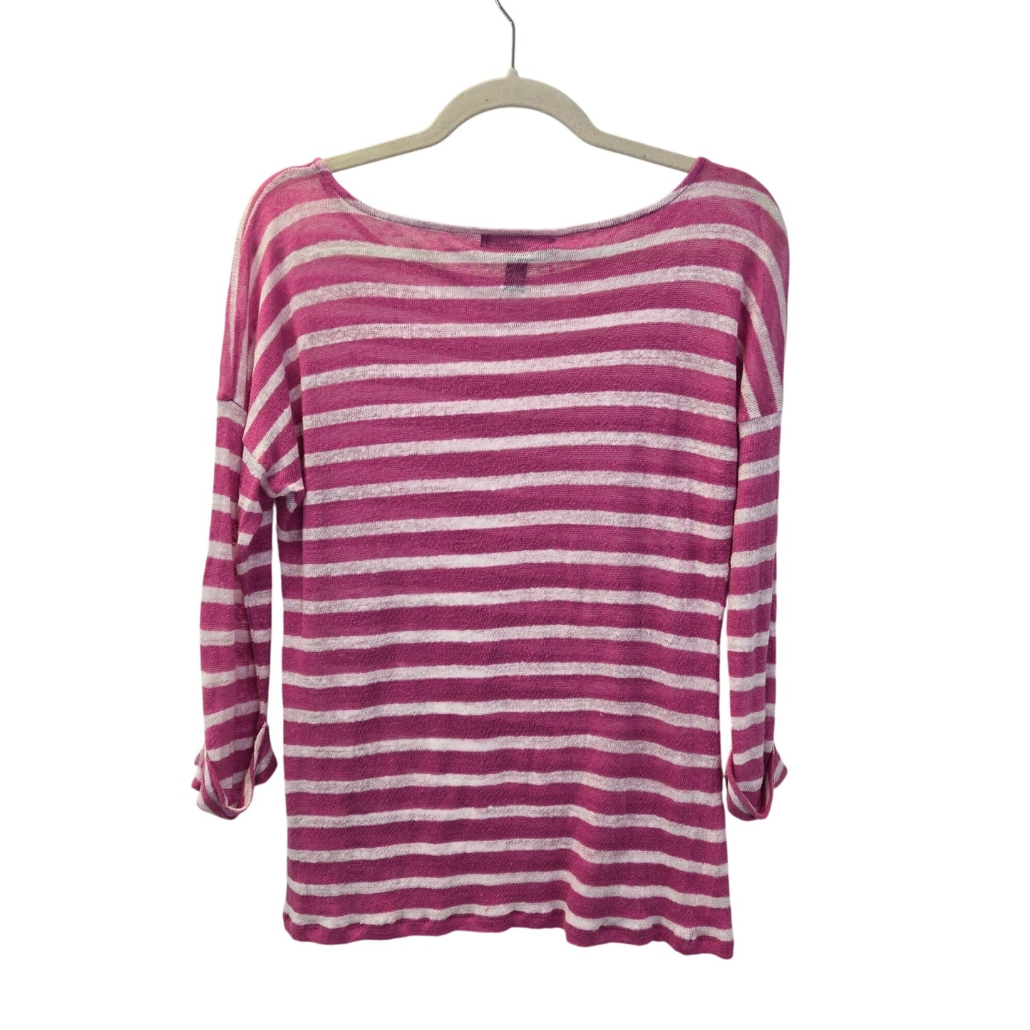 Lauren Ralph Lauren 100% Linen Striped Crewneck Top Size Medium