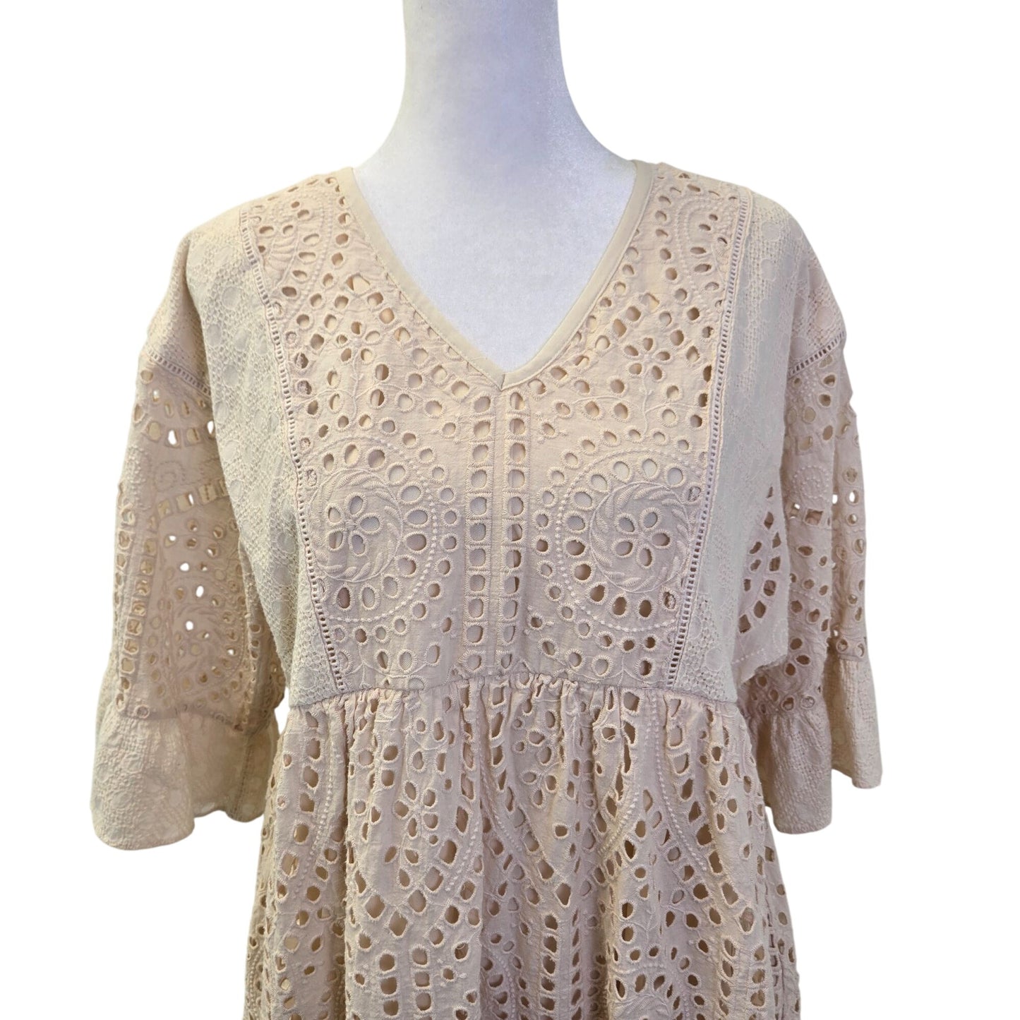 Roolee Falling for You Eyelet Boho Dress Size Medium