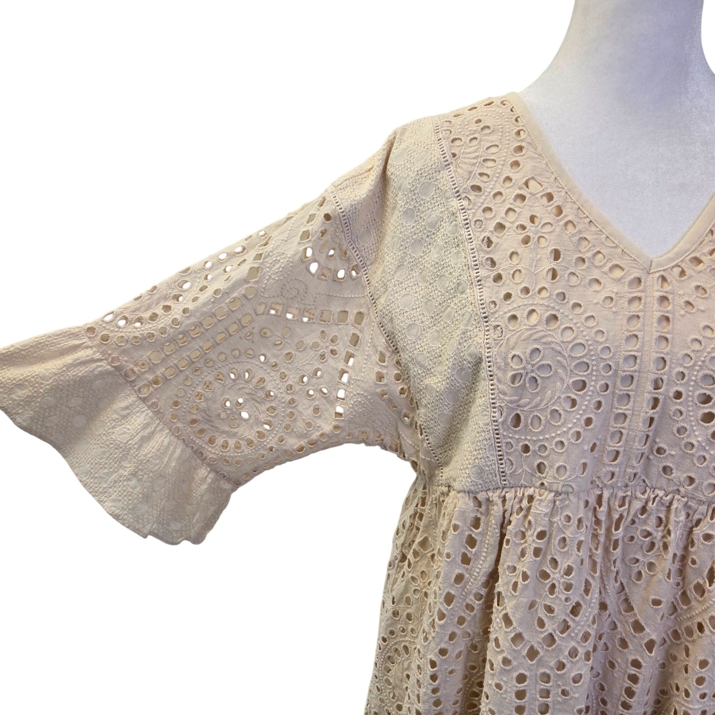 Roolee Falling for You Eyelet Boho Dress Size Medium