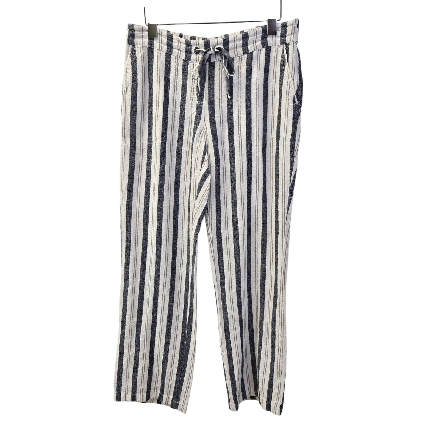 Per Se Linen Blend Striped Pull On Casual Pants Size Medium