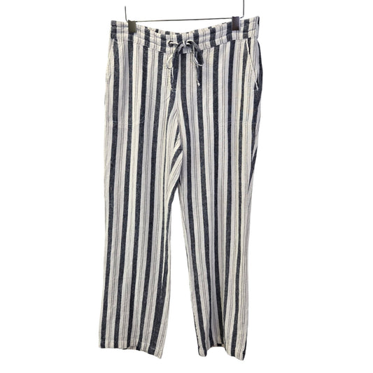 Per Se Linen Blend Striped Pull On Casual Pants Size Medium
