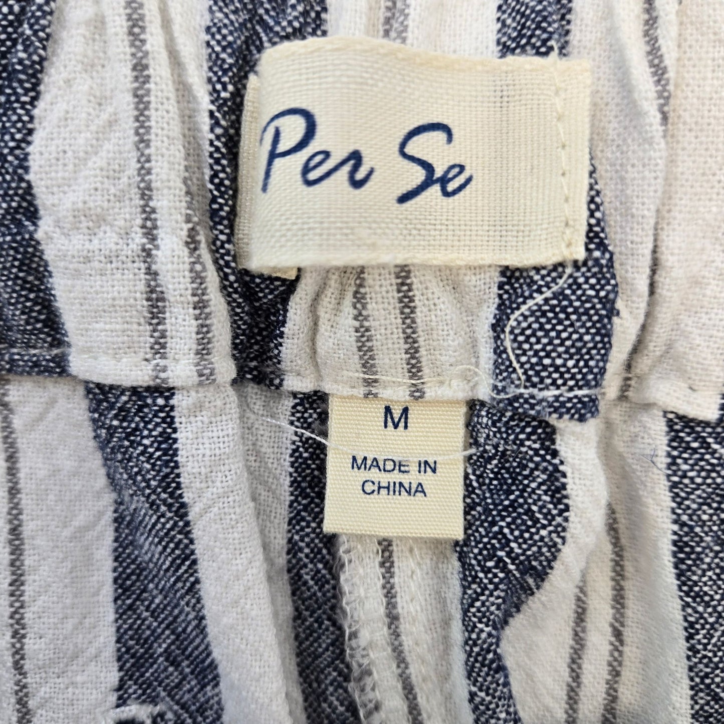 Per Se Linen Blend Striped Pull On Casual Pants Size Medium