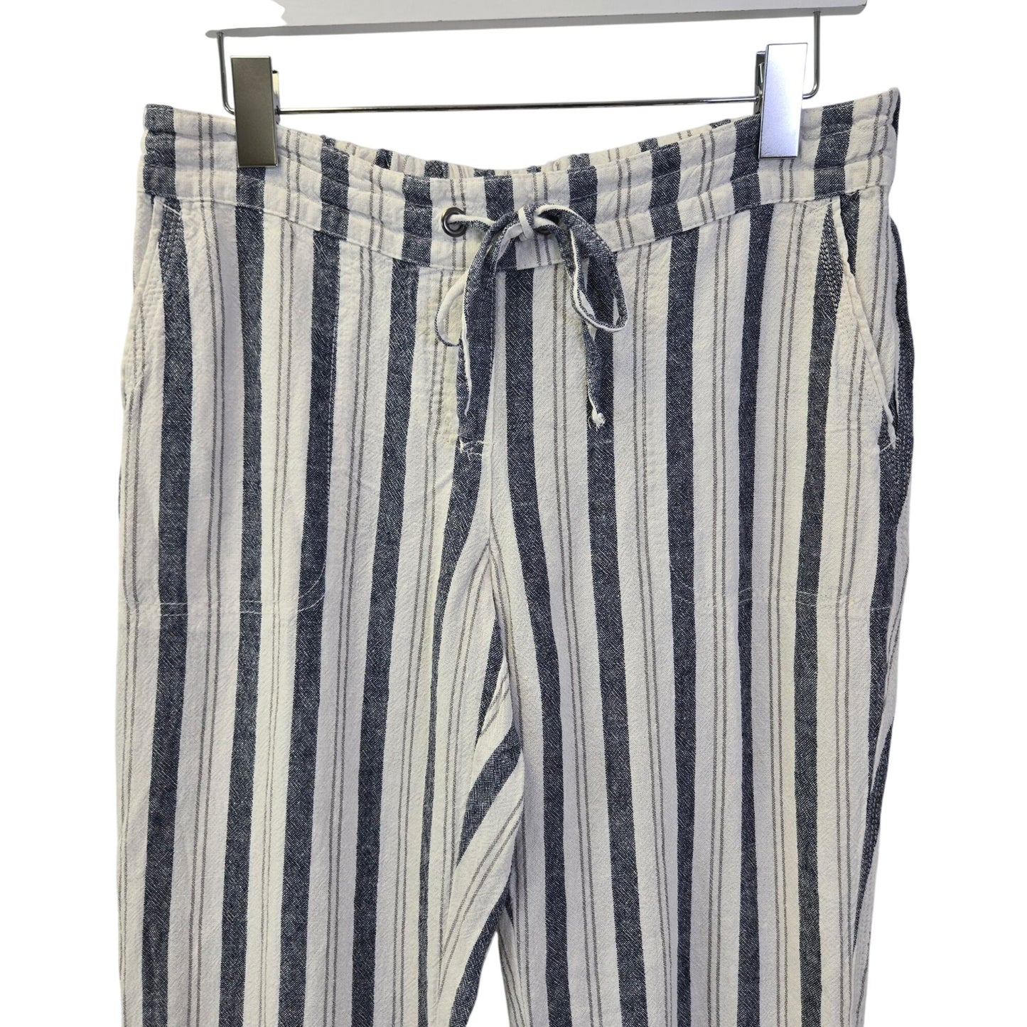 Per Se Linen Blend Striped Pull On Casual Pants Size Medium