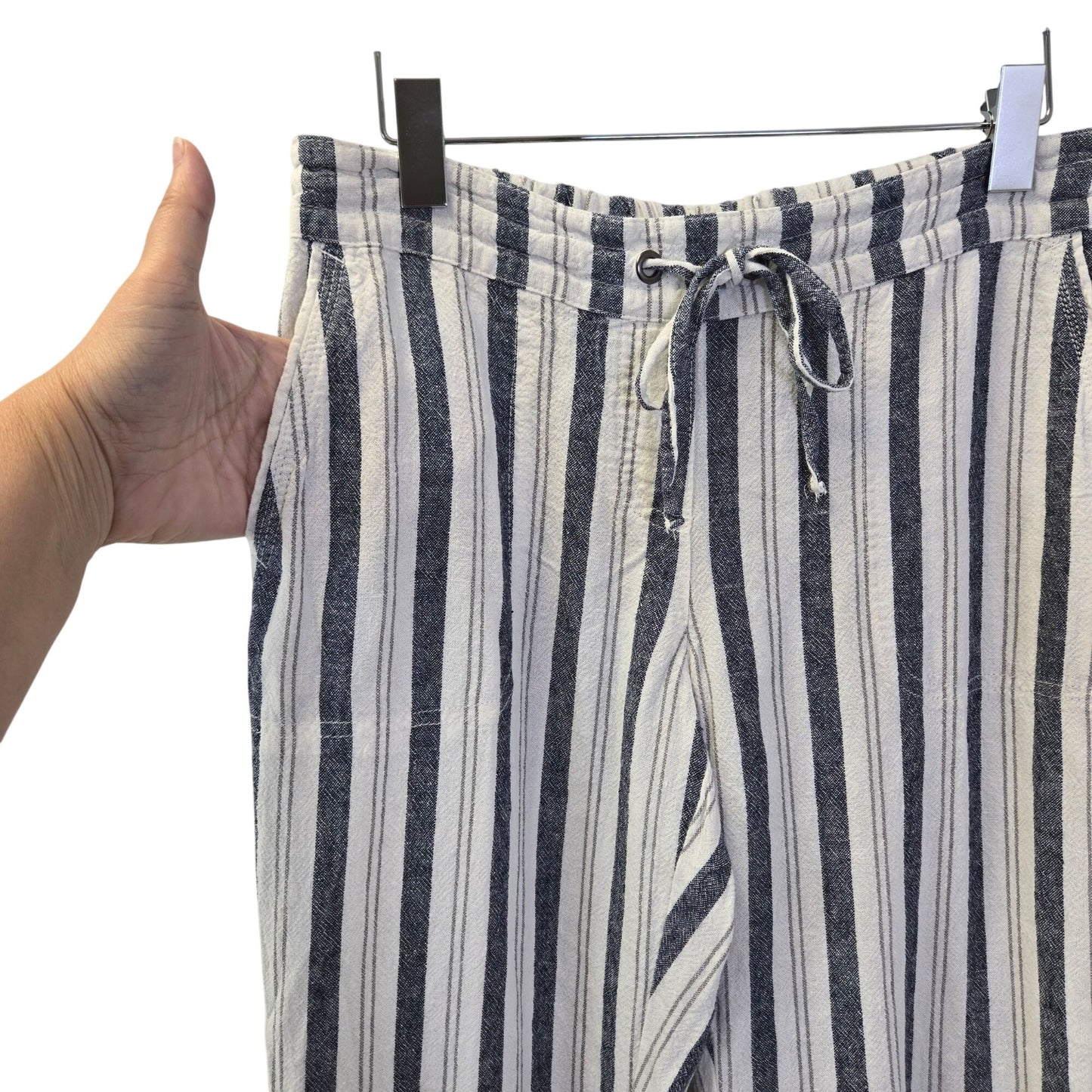 Per Se Linen Blend Striped Pull On Casual Pants Size Medium
